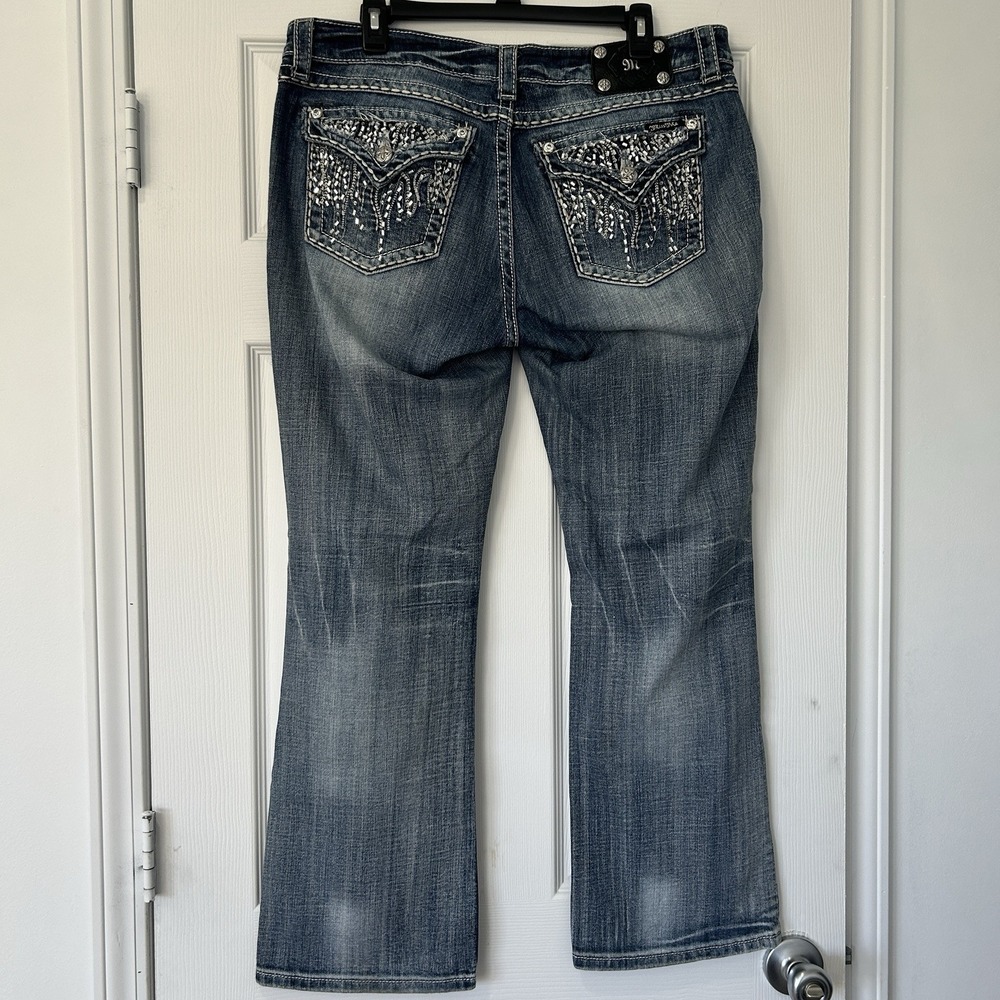 Miss Me Jeans Size 32 JE5786ER Easy Boot Rhinestone Embellished Bling Women EUC - Picture 5 of 13